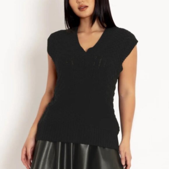 Blackmilk Jackets & Blazers - Blackmilk - Black Textured Knit Vest - Limited - AU XS/S